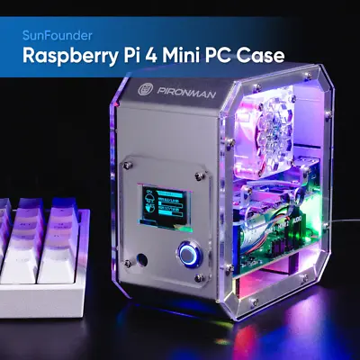 $98.45 • Buy PIRONMAN Premium Raspberry Pi 4 Mini PC Case/Kit From SUNFOUNDER M2 SSD/OLED/Fan