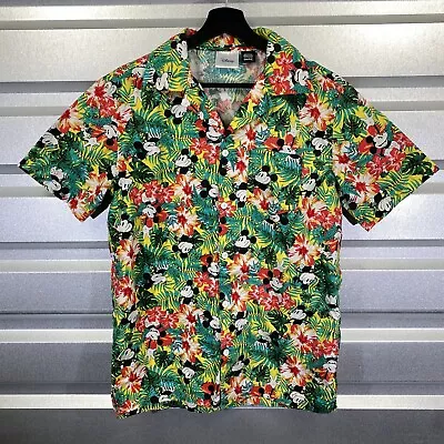 Disney Hawaiian Shirt Mens Small Floral Button Up Short Sleeve Mickey Mouse • $19.99