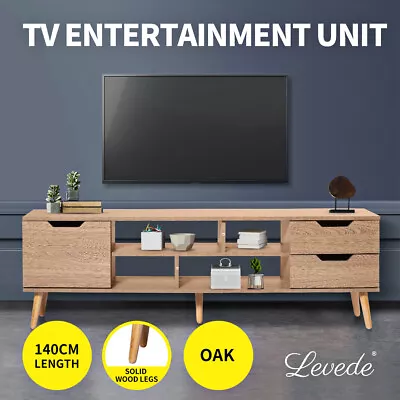 $109.99 • Buy Levede TV Cabinet Entertainment Unit Stand Storage Drawer Wooden Shelf Oak 140cm