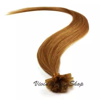 50 Pre Bond U Nail Glue Tip Straight Remy Human Hair Extensions Golden Brown #10 • $69.99