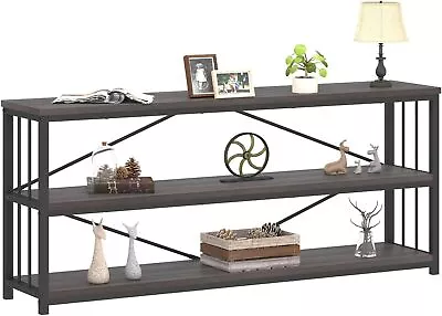 3-Tier Rustic Console Table Extra Long Entryway Table With Storage Dark Gray • $218.47