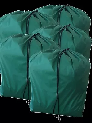 5 X Commmercial Polyester Linen Laundry Bag Green - Straight Bottom Edge With Dr • £46.97