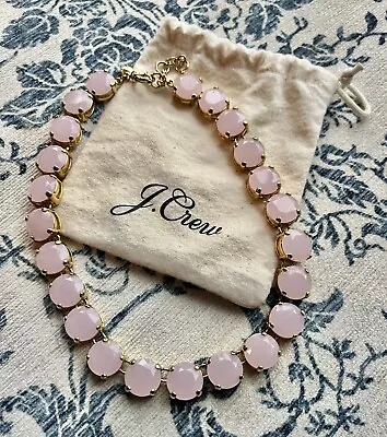 J Crew Translucent Stone Faceted Dot Light Pink Gold Chain Collar Necklace • $50.14