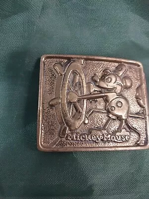 1970's Brass Mickey Mouse Steamboat Willie  Disney Vintage Belt Buckle • $17.99