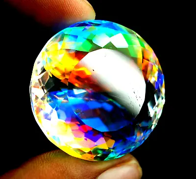 GIE Certified 100 Ct Natural Round Cut Rainbow Color Mystic Quartz Gemstone • $16.58