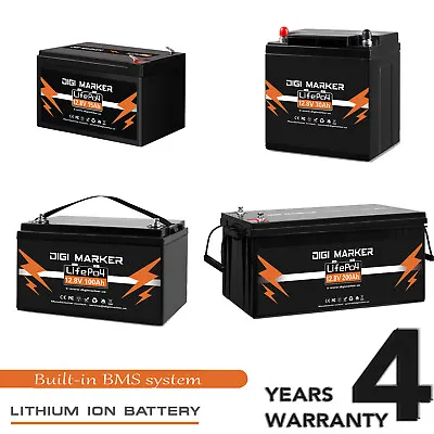 12V 30Ah 50Ah 100Ah 135Ah 250Ah LiFePO4 Lithium Iron Battery Deep Cycle BMS Boat • $109