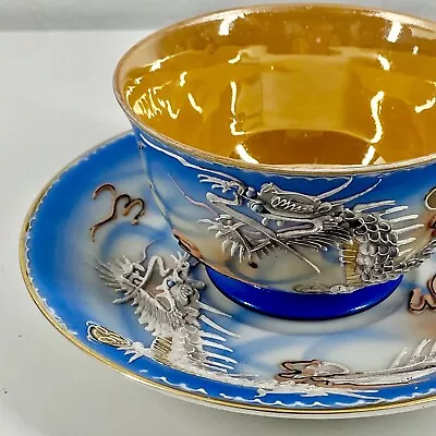 OCCUPIED JAPAN Dragonware Tea CUP & SAUCER Set VTG 50s Kutani MORIAGE GoldLuster • $24