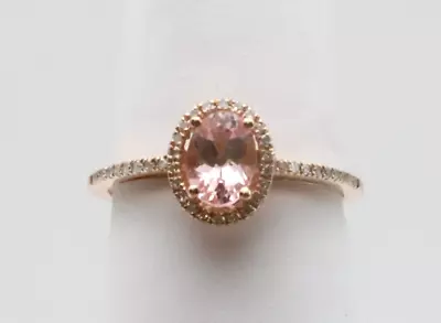 14k Rose Gold Ring With 0.20cts Diamonds And Center 7x5mm Morganite   Size: 7 • $295