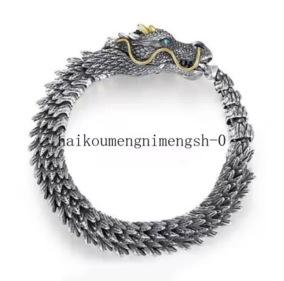 $19.99 • Buy 925 Sterling Silver Dragon Viking Bracelet Men Women Lucky Gift Bangle Jewelry