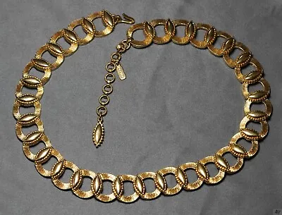 Vintage Monet Gold Tone Interlocking Chain Necklace 16  Choker Statement • $25