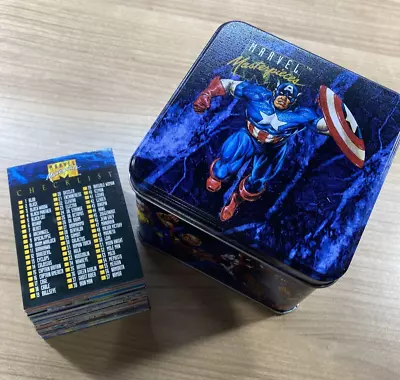1992 Marvel Masterpieces Collector’s Tin + Complete Base Set 1-100 Cards Jusko • $49.99