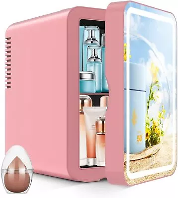 $79.99 • Buy Mini 8L Beauty Fridge With LED Light Mirror For Cosmetic Makeup  Skincare Cooler