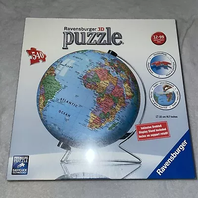Ravensburger 3D Puzzle THE EARTH 540 Pieces World Globe With Stand NEW Sealed • $25