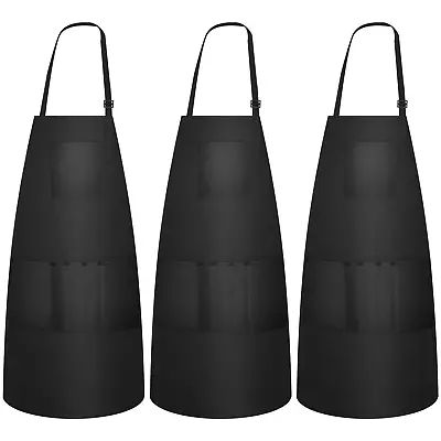 $14.58 • Buy 3 Pack Work Aprons Heavy Duty Shop Work Apron With Pockets For Men Black Chef