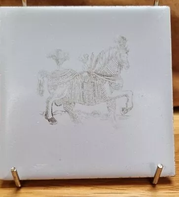 Antique Minton Ceremonial Horse Monochrome Tile 11cm X 11cm • £12