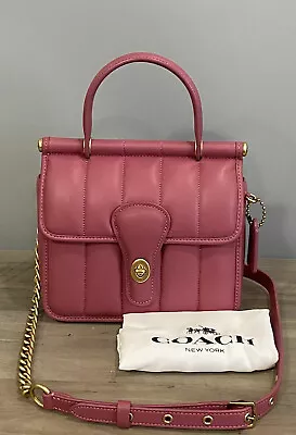 COACH C3844 Willis Top Handle 18 Puffy Quilting Napa Leather Crossbody Rouge • $169.10