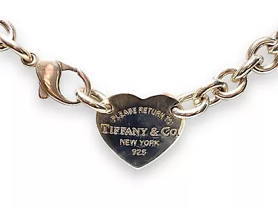 Tiffany & Co. Sterling Silver Heart Tag Chain Choker Necklace • $422.91