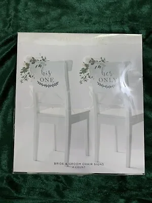 Bride Groom Wedding Chair Sash Signs Mr Mrs New White Gardner Studios • $10