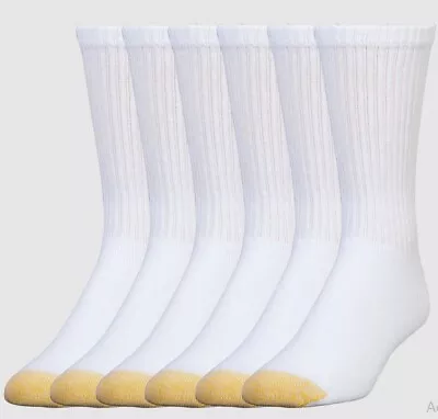 GoldToe Men's White Cotton Crew Athletic Sock 12 Pair Shoe Size 6-12 • $24.97