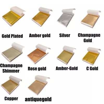 100 X Gold/Silver Leaf Sheets Foil Gilding Art Craft Metallic Transfer DIY Paper • £5.48