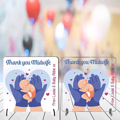 Personalised Thank You Midwife NHS Nurse Gift Hospital Clear Acrylic MDF Stand • £4.99