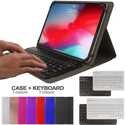 Universal Leather Case & BT KEYBOARD For 7 8 10 10.1 10.2 10.5 11 Inch Tablets • £17.95