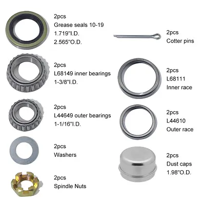 3500 LB 1 Set Marine/Boat Trailer Axle Wheel Bearing Kits With Shaft Spindle Nut • $16.50