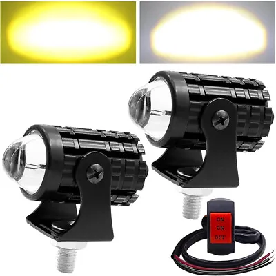 2PCS LED Motorcycle ATV Headlight Yellow White Hi/Lo Spot Light Driving Fog Lamp • $12.99