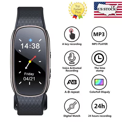 Voice Activated Digital Audio Voice Recorder Bracelet Wrist Watch MP3 Player USA • $32.95