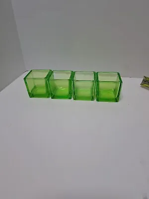 Tealight Or Votive Holder Clear Bright Green Square Glass 2  X 2  X 2  • $3.99