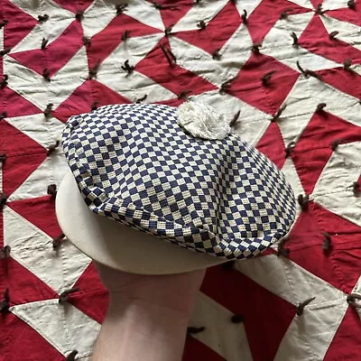 Vintage Deadstock Checkered Pattern Golfer Hat As Is 30s Thin Fragile • $5