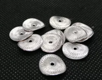 Metal Curved Disc Washer Spacer Bead - 1x15mm - Bright Silver - Pack Of 10 • £1.25