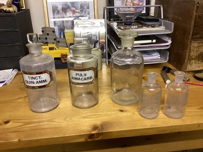 £60 • Buy Antique Glass Chemist Bottles,excellent Condition,with Stoppers,pharmacy.