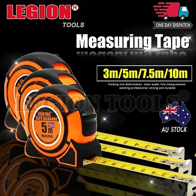 Measuring Tape 3/5/7.5/10M Heavy Duty Steel Ruler Hold Button Centimetre & Inch • $11.90