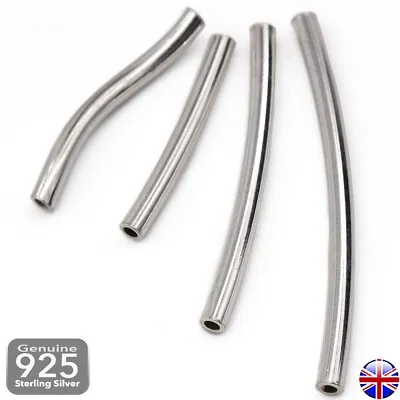 925 Sterling Silver Curve Tube Spacer Nudle Beads Jewellery Making Findings • £4.29