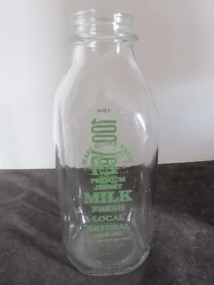 Mapleline Farms Quart Milk Bottle Hadley Mass Advertising Dairy • $15