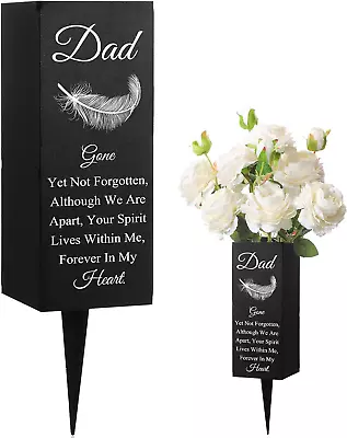 Dad Cemetery Vases For Grave Metal Cemetery Grave Flower Vase Memorial Flower Ho • $35.99