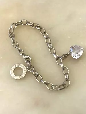 Thomas Sabo Sterling Silver Link Charm Bracelet With Crystal Heart Charm • $75