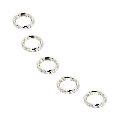 5x Genuine 925 Sterling Silver 7mm Bevelled Split Rings For Charms • £3.49