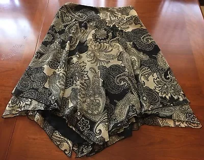 S3 Philosophy By Republic Sz 8 Black Tan Paisley Floral Sheer Layered Skirt • $7.26