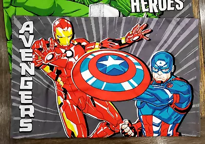 One Pair Of Marvel Avengers Mightiest Heroes Reversible Pillow Cases Gray • $12.50