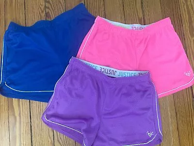 Justice Active Girls Shorts Athletic Sport Mesh Elastic Waist Blue Pink Size 14 • $17.99
