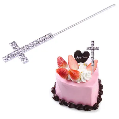£3.96 • Buy 5  Diamante Rhinestone Religious Cross Cake Pick Topper For Baptism Christening
