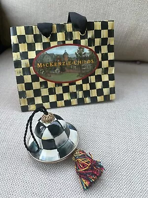  Mackenzie Childs COURTLY CHECK Enamel Bell Christmas Ornament RARE & Retired  • $88.50