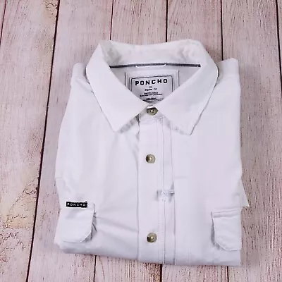 Poncho Shirt Mens XL White Long Sleeve Button Up Fishing Vented Magnetic Shirt • $17