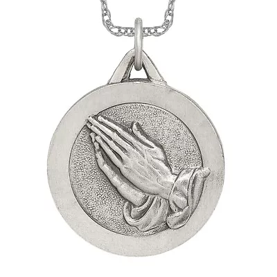 925 Sterling Silver Vintage Jesus Praying Hands Lord Serenity Prayer Necklace... • $194