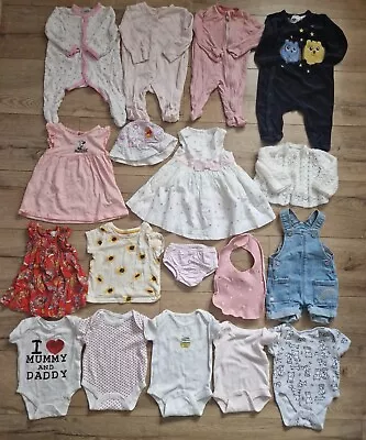 Baby Girl Clothes Bundle 0-3 Months Outfits Mothercare H&M George 18 Items  • £14.99