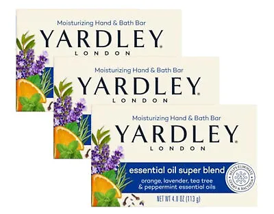 Yardley London Moisturizing Bath Bar Essential Oil Super Blend 4oz. Pack Of 3 • $10.36
