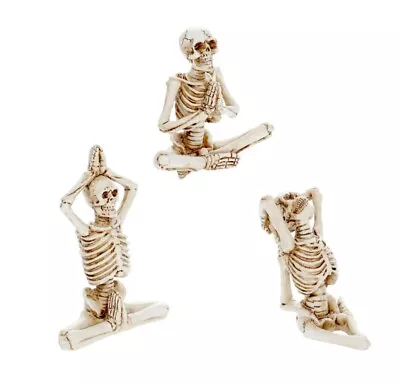 Set Of 3 - Halloween Decorative Plastic Yoga Pose Skeletons 3.5x5x1.5-in. • $21.99