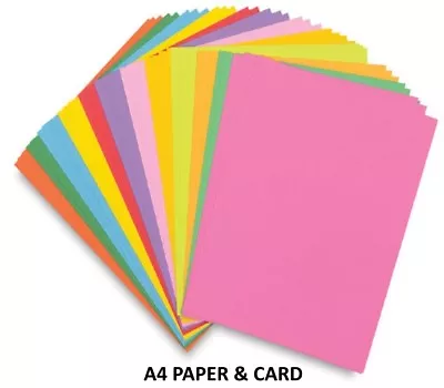 A4 Coloured Sheets ~ 80GSM Printer Copier Paper OR 160GSM Craft Card -You Select • £1.95